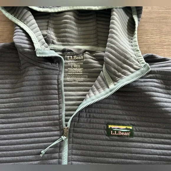 Men’s L.L. Bean Airlight Knit Hooded Pullover colour block L - Picture 2 of 4